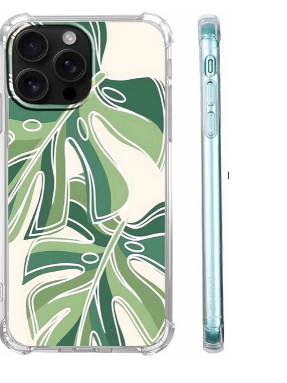 iPhone 16 pro Phone Case with Green Tropical Leaf Design